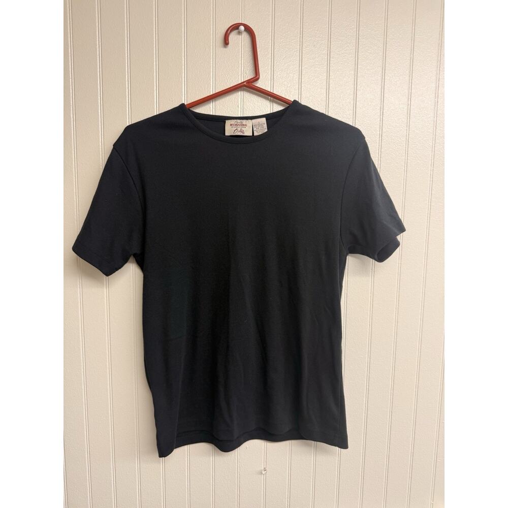 Vintage Y2K Fiorlini International Solid Black Top Size Large Women's